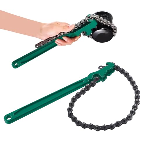 Keadic 1 llave de cadena de trinquete de alta resistencia de 12 pulgadas, alicates ajustables de cadena de filtro de aceite, llave de accesorios de tubería multiusos para camiones y automóviles de 1.5