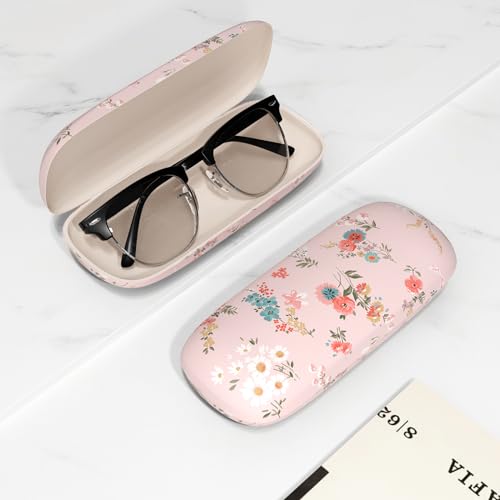 Image of Eyeglasses Case, Portable Hard Shell Protective Case for Glasses, Eyeglass Holder Box for Women with Cleaning Cloth