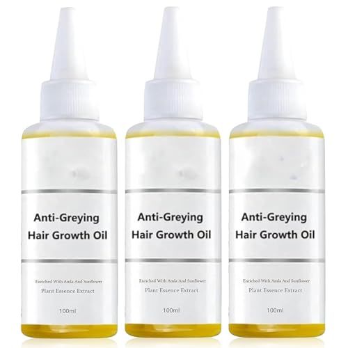 Onestcosmetics Aceite de crecimiento del cabello anti -gris, aceites de crecimiento del cabello de romero para acondicionamiento del cabello, reparación de cabello débil y adelgazante (3pcs)