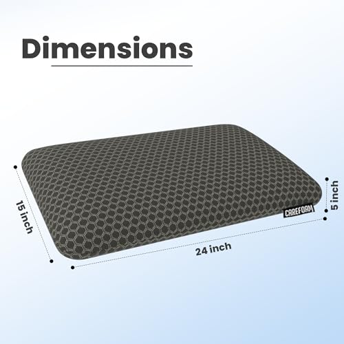 Image of CareFoam Orthopedic Memory Foam Pillow for Comfortable Sleep, Neck & Shoulder Pain Relief with Removable Zipper Black Jacquard Cover 24 x 15 x 5 Inch Pack of 1