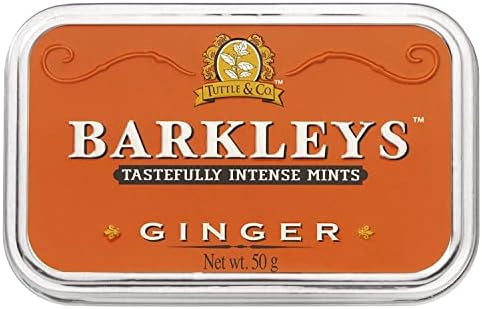 Barkleys Ginger Breath Mints - Strong Ginger Flavor Cool Mint Candy For Party, After Dinner, Wedding, Every Day Use - Vegan Breath Freshener In Reusable Classic Travel Tins - 50-count, 6-Pack