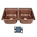 Sinkology SEK105-33AC-1AMZ Riley 1-Hole Drop-In 33 in. Double Bowl with CareIQ Kit Kitchen Sink, Antique Copper