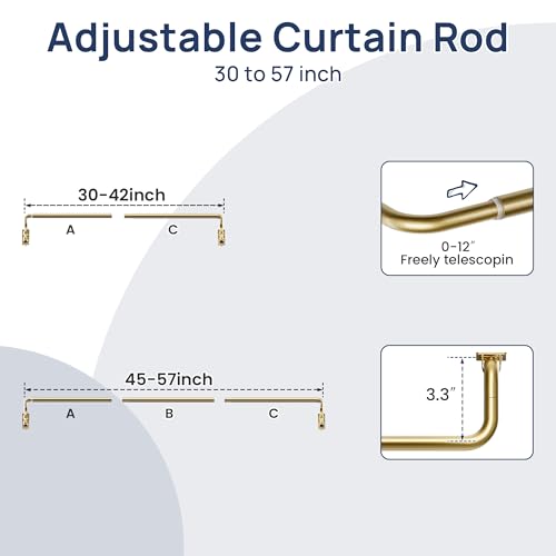 Image of ENJOYBASICS 28-48 inch Wrap Around Curtain Rod, Quick Curtain Change, Gold