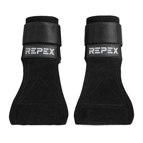 Image of Palm Leather weight lifting Straps(pair) anti-slip suede, neoprene padded gym straps for back /pull exercises (Black)