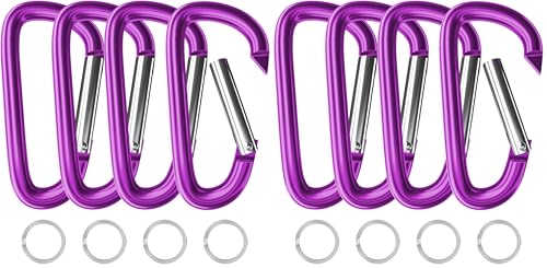 Image of sprookber 4 inch & 5 inch Extra Large Aluminum Carabiner D Ring, Caribeener Clips, Spring Snap Hook for Keychain Clip, Set of 4