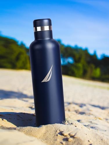 Image of NAUTICA Premium Leak-Proof Insulated Water Bottle - 1pc (Yacht)| 750ml | Stainless Steel Flask with 24 Hours Temperature Retention | Ideal for Travel, Gym, Office Use Oreo Big Solid-denimblue