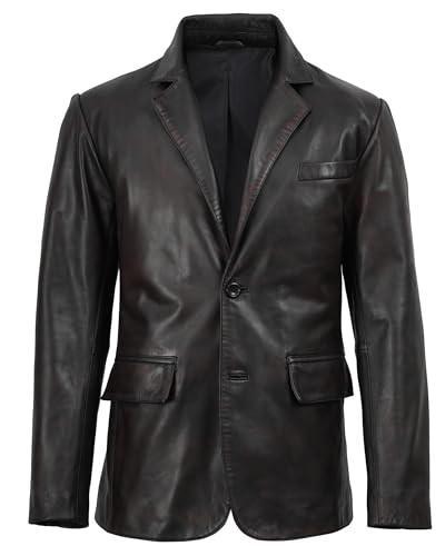 Image of Decrum Lambskin Leather Blazer for Men - Genuine Leather Sport Coat for Formal & Business Casual