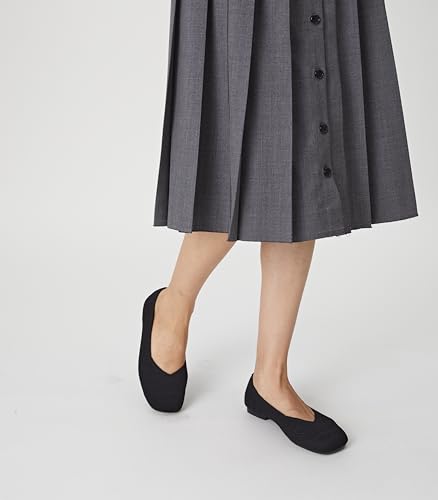 Arromic Wide Width Flats for Women Square Toe Ballet Flats Shoes Comfortable Slip On Knit Dressy Flats3