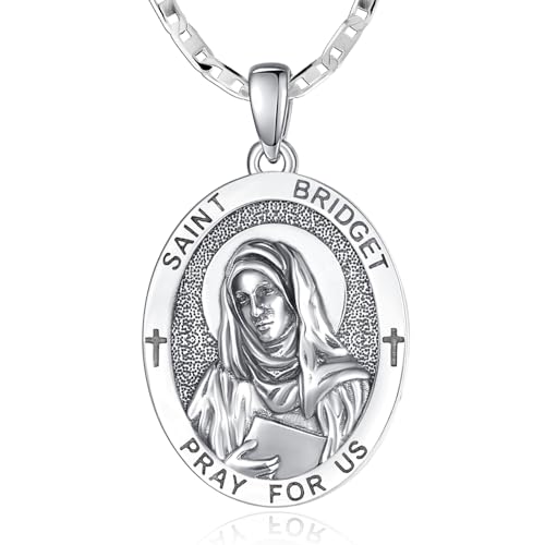 Patron Saint Medals, 925 Sterling Silver Catholic Pendant Necklaces, Christian Jewelry Religious Gifts for Women with 22