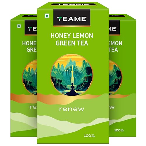 Image of TE-A-ME Green Tea - Honey Lemon, 100 Tea Bags (Pack of 3) | Honey Lemon Green Tea | Honey Lemon Tea Bags | Honey Lemon Green Tea 100 Bags | 300 Tea Bags