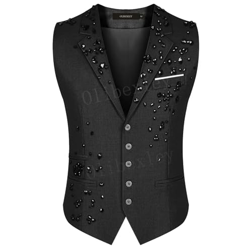 AHIOJEGX Gilet Costume Gilet de Costume for Homme, Coupe cintrée, Formel, Business, Smoking, col en V, Couleur Unie, for Mariage(Color 2,S)
