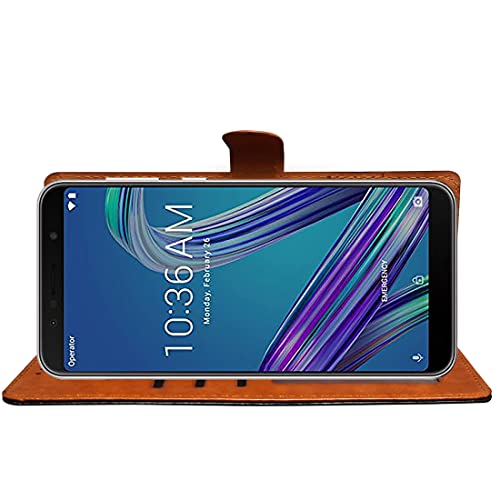 Image of Flip Cover Compatible with Asus Zenfone Max Pro M1 | Premium Leather Finish | Inbuilt Pockets & Stand | Flip Cover Back Case for Asus Zenfone Max Pro M1 (CamelBlack)