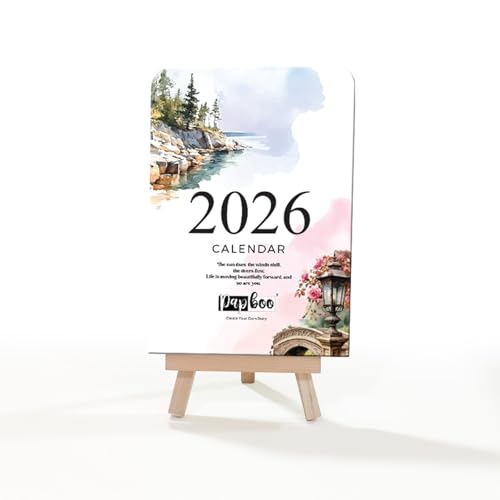 Papboo 2026 A6 Size Desk Calendar with Wooden Easel Stand, Ideal ...