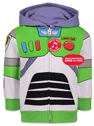 Disney Toy Story 4 Big Kids' Boy or Girl Costume Fleece Zip Front Hooded Sweatshirt Buzz Lightyear White 10-12 - image 4