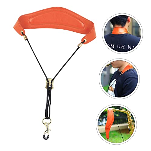 CORHAD Saxophone Neckband Bassoons Neck Strap Clarinet Neck Strap Padded Saxophone Neck Strap Sax Universal Sax Neck Belt Adjustable Sax Belt ’s Belts Orange Metal Button