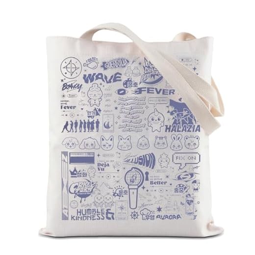 ZJXHPO Kpop Tote Bag Kpop Lover Gift Concert Reusable Grocery Shopping Bag K-pop Shoulder Bag (Wave Kpop Tote), Medium