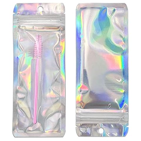 MITOB 100 Pack Clear Mylar Bags 2.36x5.9 inch Resealable Zipper Self Seal Clear Plastic Aluminum Foil Bag Flat Heat Sealable Small Food Storage Bags for Party Favor Pouch with Tear Notch Hang Hole Cover