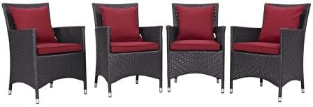 Modway Furniture EEI-2190-EXP-RED-SET Convene 4 Piece Outdoor Patio Dining Set, Espresso & Red - 25.5 x 98 x 34.5 in.