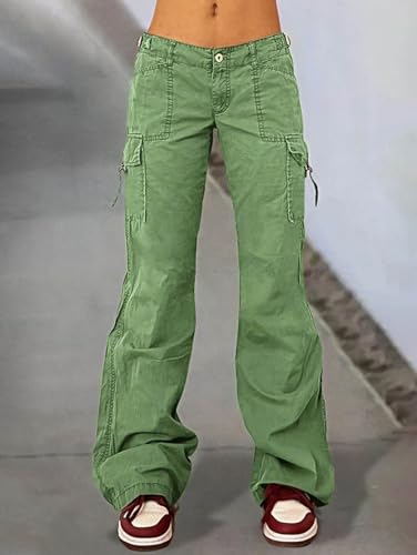 Flamingals Cargo Flared Leg Low Rise Casual Flap Pocket Denim Pants3