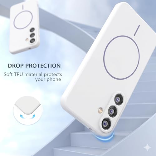 Image of DIZORO Microfiber Candy Case Compatible with Samsung S26 5G Smooth Touch Cushion Liquid Soft Silicone Gel Rubber Phone Cases Non-Slip Full Body Protective Shockproof Back Cover - White
