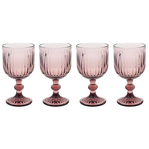 Lesser & Pavey Elements Pink Wine Glass Set of 4 for Home, Kitchen, Restaurant & Parties | Lovely Wine Glass Set of 4 for Drinks | Lovely Gift for Women, Men, Wedding & Christmas