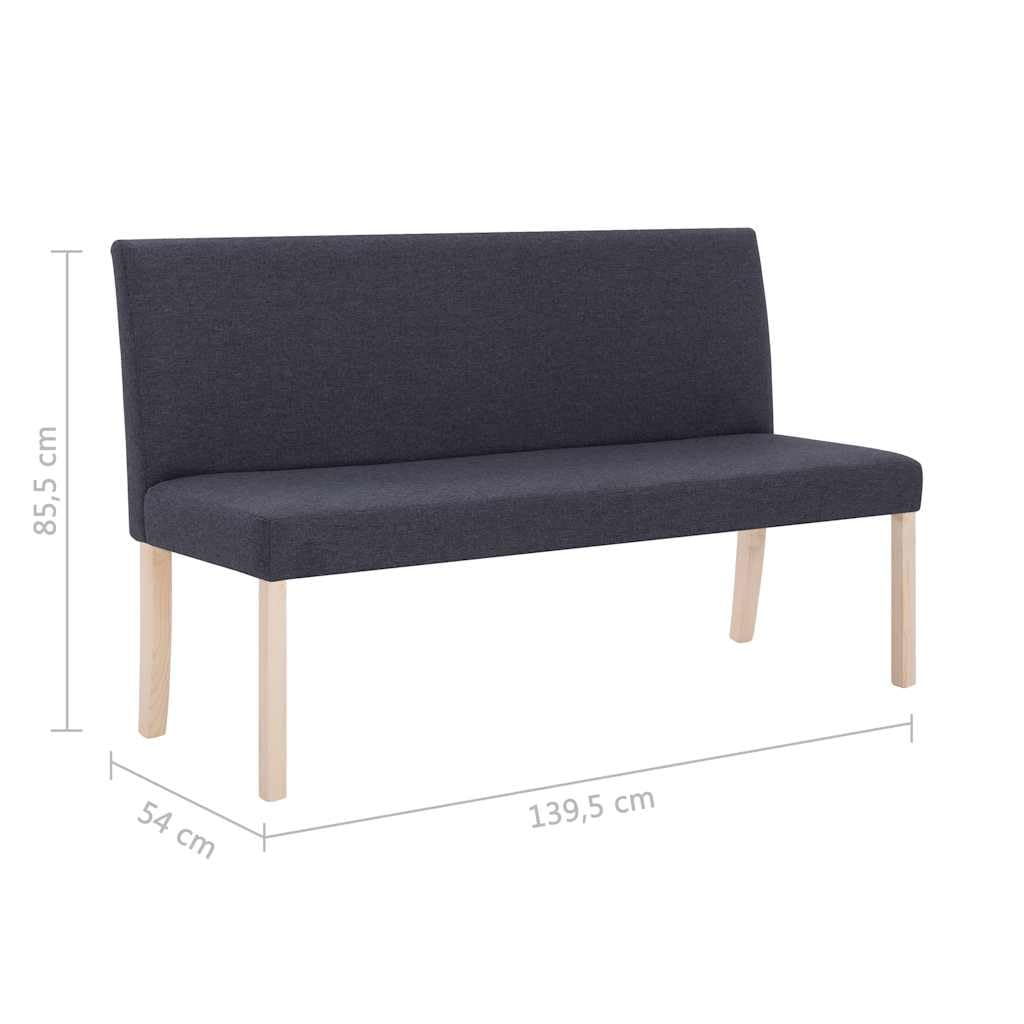 Ławka z litego drewna sosnowego 139,5 cm ciemnoszara z wyściełanym