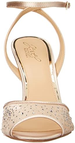 Jewel Badgley Mischka Women's Justina Heeled Sandal, Champagne LACE, 9 | Image 1