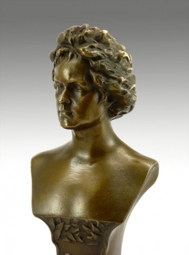 Busto de bronce Beethoven firmado Gladenbeck escultura decorativa marrón de colección 3