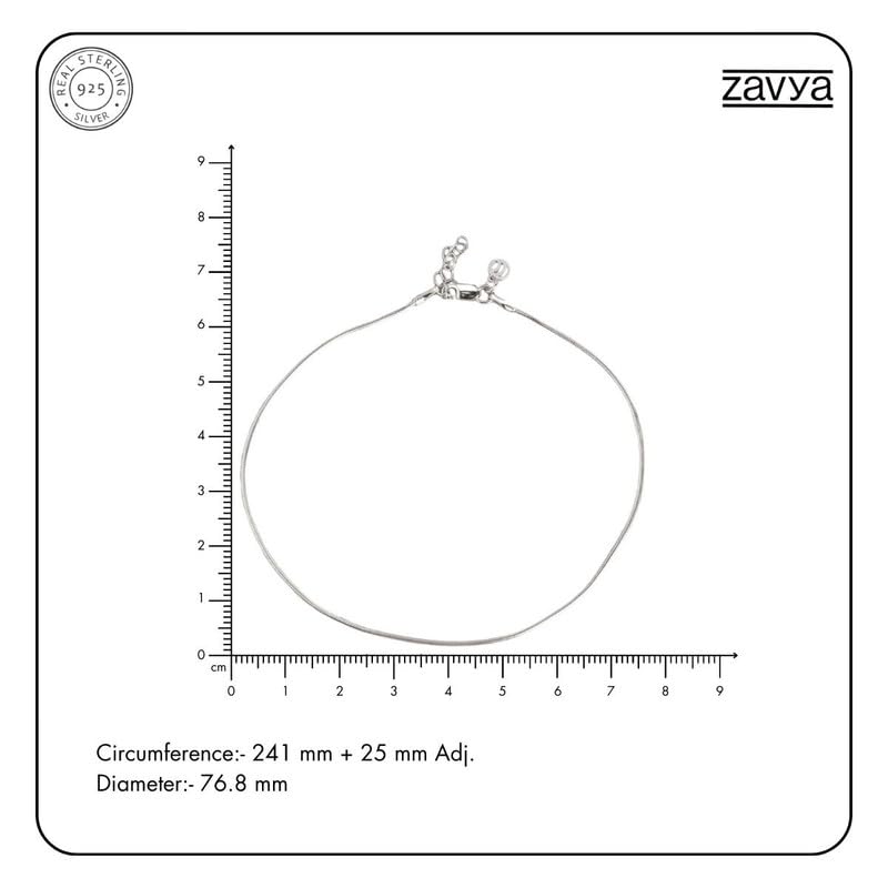 ZAVYA 925 Sterling Silver Designer Sleek Rhodium Plated Adjustable Chain Anklet (Single) for Women | Stylish Silver Jewellery | Gift for Women & Girls | With Certificate of... - Image 6