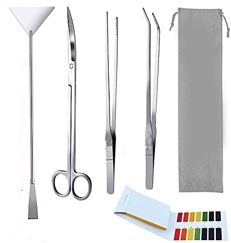 - Qpets® 5Pcs Aquarium Aquascaping Tools Kits, Long Stainless Steel Aquarium Plant Tool Aquarium Tweezers, Scissors, Spatula Tool Set, Bonsai Kit Algae Scrapers Aquarium Cleaning Kit for Fish Tank