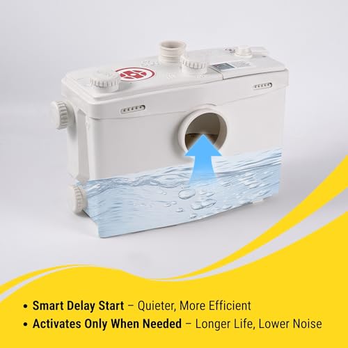 Image of 1500W Upflush Macerator Toilet Pump with Heavy-Duty Grinding Blade, 2800GPH Sewage Pump System, 32.8FT Lift, 4 Water Inlets & Dual Outlets for Basement Bathroom, Sink, Shower, Laundry