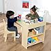 bbgroundgrm Kids Art Table and Chair Set, Birch Wooden Activity Craft Table, Kids Drawing Table, Toddler Desk with Storage and 1 Chair