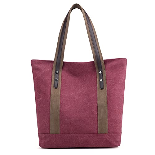 Sac fourre-tout en toile pour femme violet café de taille moyenne