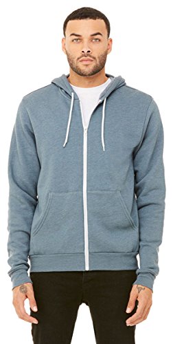 Bella + Canvas Unisex Poly-Cotton Fleece Full-Zip Hoodie S HEATHER SLATE