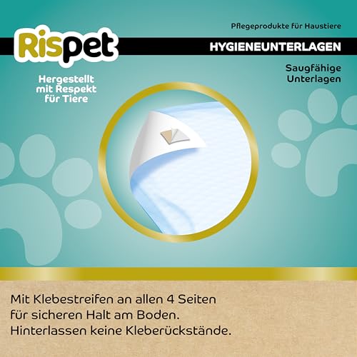 RISPET Hygienische Matten für Hunde, 60 x 60 cm, hohe Saugfähigkeit mit Geruchskontrolle, 14 Stück