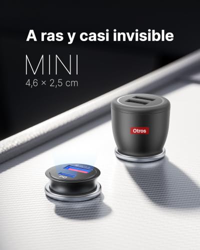 Miniatura 5 de INIU Cargador de Coche, USB C 30W+USB A 30W Carga RÁPIDA Cargador de Automóviles, Adaptador de Metal para iPhone 15 14 13 12 Pro MAX Mini Samsung S21 Huawei LG