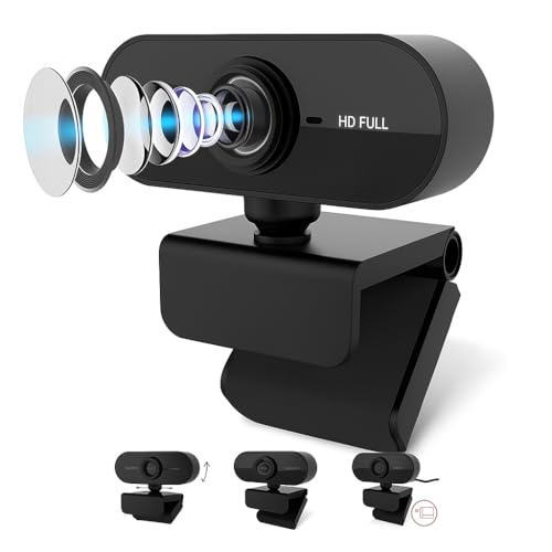 Top 1 Webcam Premium Full HD 1080p com Microfone, USB Plug & Play, Foco Automático – Para PC, Notebook, Zoom, Teams, Meet Sky