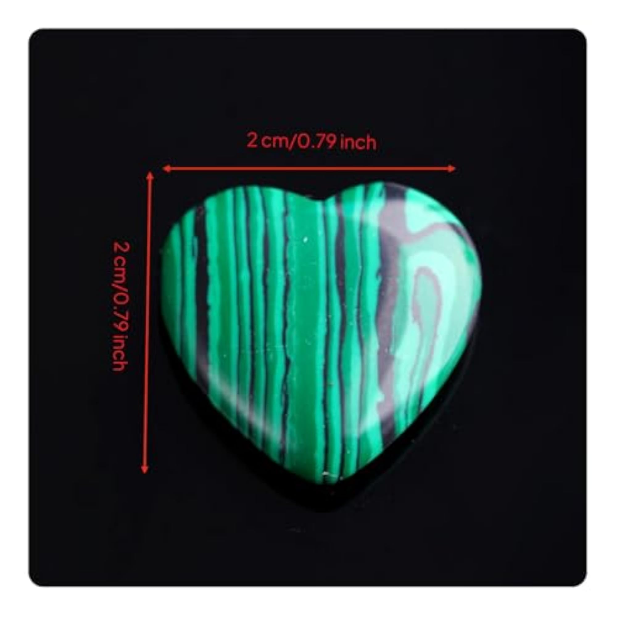 Polished Surface Holeless Heart Charm, Malachite Crystal for DIY