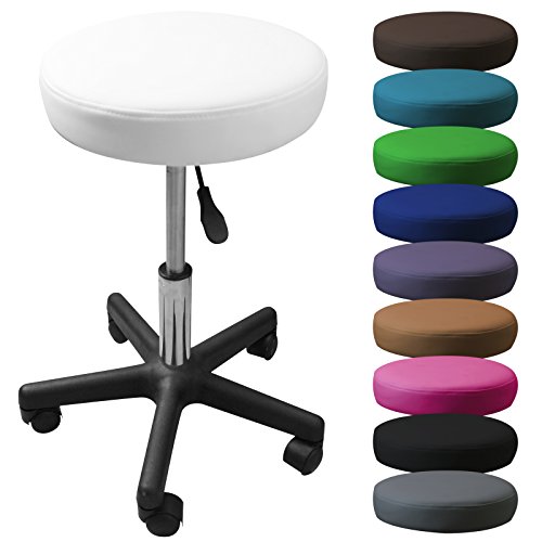 Vivezen ® Tabouret rond à roulette réglable en hauteur de 45 à 62 cm et pivotable à 360° - 10 coloris - Norme NF EN 1022