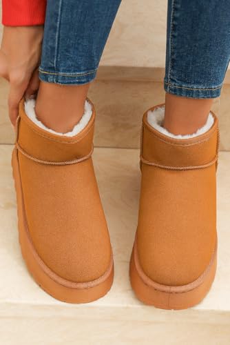 Women's Black Faux Fur Lined Suede Ankle Snow Boots for Winter Comfort3