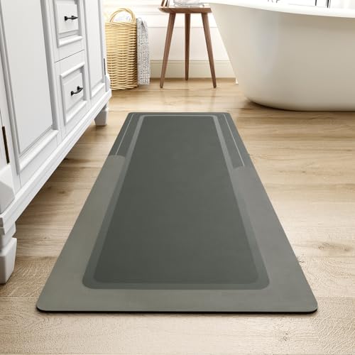 Image of MontVoo Bath Mat Rug Runner Long Bathroom Mat Rug Non Slip Super Absorbent Stain Resistant Quick Dry Thin Bathroom Rug Fit Under Door-Bath Mats for Bathroom Floor Bathtub Vanity-Bathmat 24 inchx70 inch