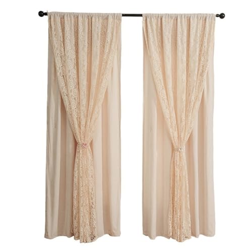 Rideaux en dentelle en polyester beige aux finitions soignées - 3