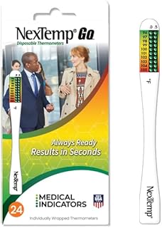 NexTemp® Go - Ready When You are - Single-Use Disposable Thermometers - Results in Seconds, for Work, Home, & Travel (24-Pack (Farenheit))