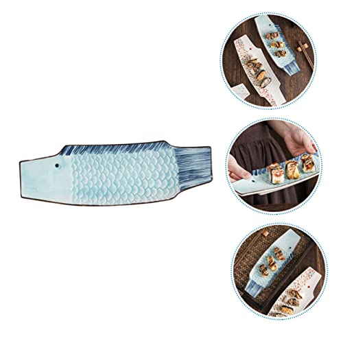 Plato decorativo cerámico con forma de pescado para sushi miniatura 6