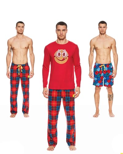 JOE BOXER Men's Moisture-Wicking 3-Pack Sleepwear Set in a Gift Box: Pajama Pants, Sleep Shorts, Long-Sleeve Crew Tee