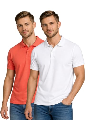 Image of INKKR Men's Combo Polo Neck Cotton Blend Solid T-Shirt (Pack of 2)