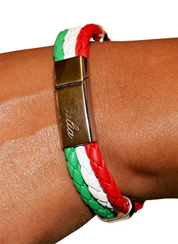 Tricolor Leather Bracelet with Stainless Steel Italia Clasp - Great Italian Themed Jewelry Gift2