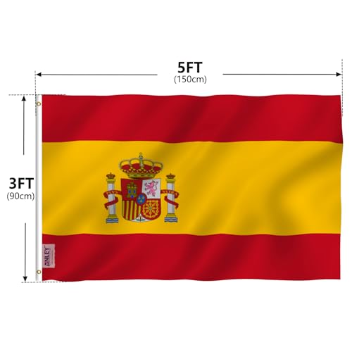 ANLEY Fly Breeze 3x5 Foot Spain Flag - Vivid Color and UV Fade Resistant - Canvas Header and Double Stitched - Spainish National Flags Polyester with Brass Grommets 3 X 5 Ft