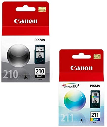 Canon Cartridge Combo PG-210 Black/CL-211 Color for PIXMA MP240 MP250 MP270 MX320 MX330 MX340 IP2700 IP2702 Ink Cartridge Set (1 Black, 1 Color)