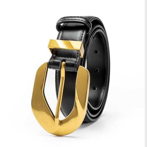 Black gold buckle Women belt Ladies jeans belt adjustable Fashion Dress Slim Belt4